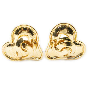 Chanel CC Heart Clip On Earrings